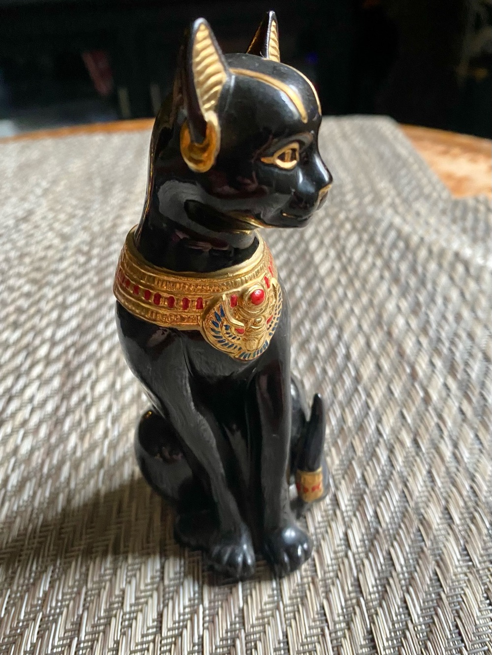 Vtg Lenox EGYPTIAN CAT GODDESS FIGURINE Porcelain Black Gold Accent 1995 Retired - Picture 11 of 12